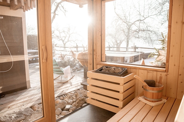 Private Sauna mit Panoramablick	